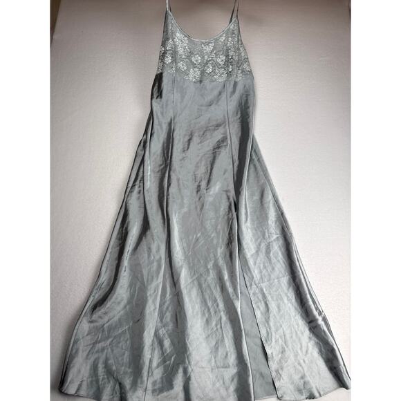 Victoria’s Secret Other - Vintage Victoria’s secret slip dress lace satin silver size L